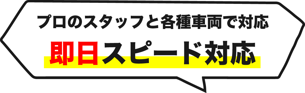 プロのスタッフと各種車両で対応 即日スピード対応